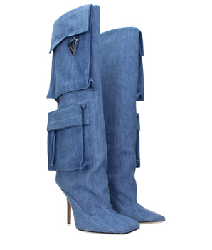 The Attico Light Blue Fabric Boots