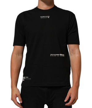 Dolce &amp; Gabbana Black Statement Cotton Men Crew Neck T-Shirt
