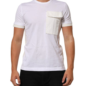 Dolce & Gabbana White Cotton Pocket Crew Neck Men Tee T-shirt