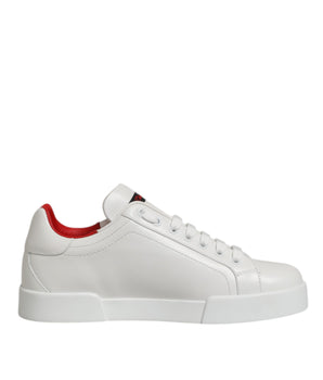 Dolce &amp; Gabbana White Leather Lace Up Low Top Sneakers Shoes