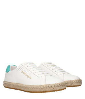 Palm Angels White Leather Low Top Sneakers