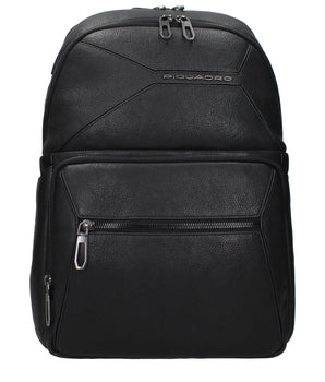 Piquadro Black Leather Backpack