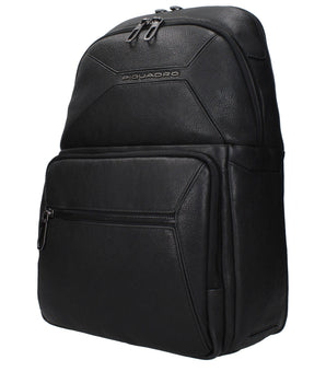 Piquadro Black Leather Backpack