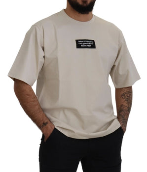 Dolce & Gabbana Ivory Cotton Ivory Printed Crewneck