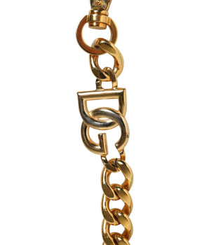 Dolce &amp; Gabbana Black Leather Pearl Chain Bag Accessory Shoulder Strap