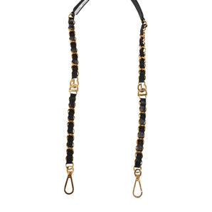Dolce & Gabbana Black Leather Gold Chain Bag Accessory Shoulder Strap