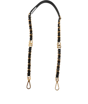 Dolce & Gabbana Black Leather Gold Chain Bag Accessory Shoulder Strap