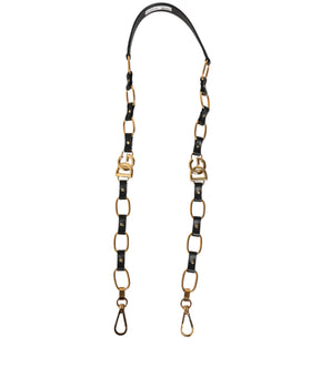 Dolce & Gabbana Black Leather Gold Chain Bag Accessory Shoulder Strap