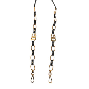 Dolce & Gabbana Black Leather Gold Chain Bag Accessory Shoulder Strap