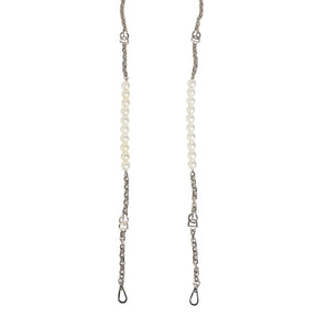 Dolce & Gabbana Black Leather Pearl Chain Bag Accessory Shoulder Strap