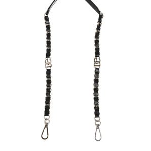 Dolce & Gabbana Black Leather Silver Chain Bag Accessory Shoulder Strap