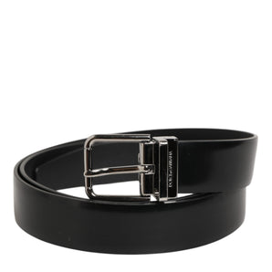 Dolce & Gabbana Black Leather Classic Metal Buckle Men Belt