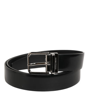 Dolce &amp; Gabbana Black Leather Classic Metal Buckle Men's Belt
