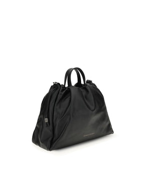 Brunello Cucinelli Black Calf Leather Bos Taurus Shoulder Bag