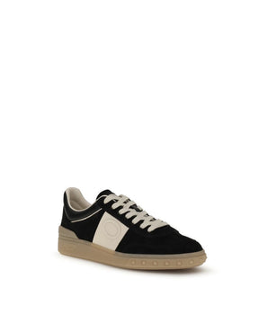 Valentino Garavani Black Calf Leather Bos Taurus Low Top Sneakers