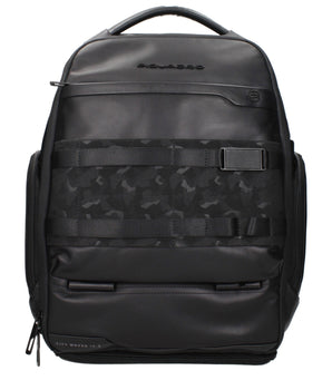 Piquadro Black Leather Backpack