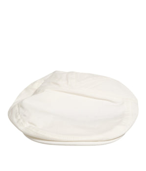 Dolce & Gabbana White Cotton Blend Leather Trim Flat Men Cap Hat