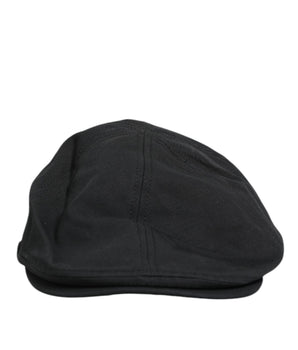 Dolce & Gabbana Black Cotton Blend Newsboy Men Cloth Cap Hat