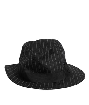 Dolce &amp; Gabbana Black Striped Virgin Wool Men's Fedora Capello Hat