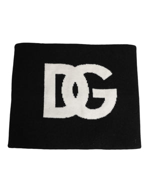 Dolce & Gabbana Black D&G Logo Cashmere Knitted Men One Size Scarf