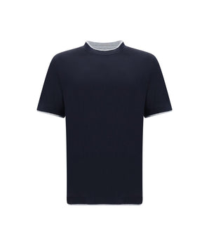 Brunello Cucinelli Blue Cotton T-Shirt