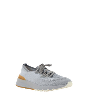 Brunello Cucinelli Gray Cotton Athletic Sneakers