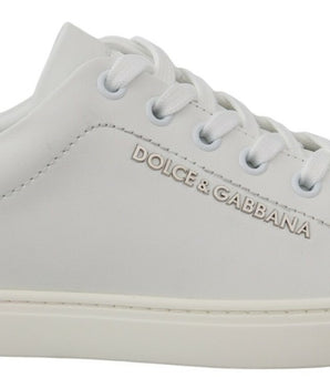 Dolce &amp; Gabbana White Suede Leather Low Top Sneakers Shoes