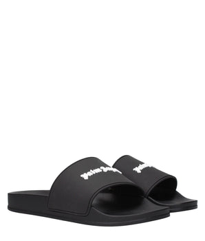 Palm Angels Black Cotton Slippers