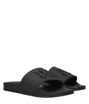 Palm Angels Black Cotton Slippers