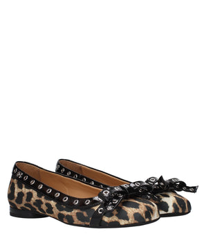 Ganni Brown Fabric Ballet Flats