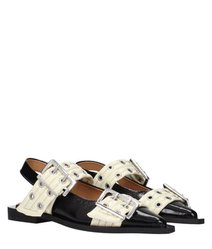 Ganni Black Polyethylene Flat Sandals