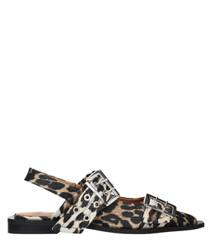 Ganni Brown Fabric Flat Sandals