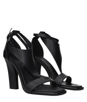 Max Mara Black Leather Stiletto Heel Sandals