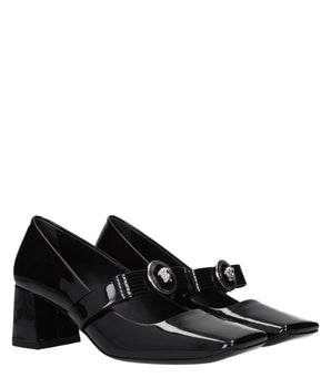 Versace Black Leather Mid Heel Pumps
