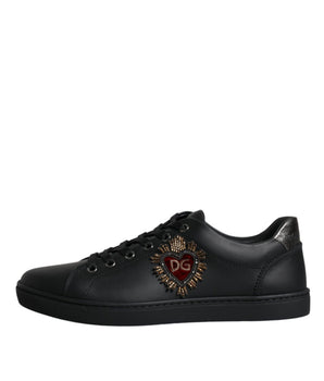 Dolce & Gabbana Black London Sacred Heart Men Sneakers Shoes