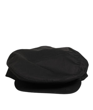 Dolce & Gabbana Black Cotton Stretch Newsboy Cloth Capello Hat