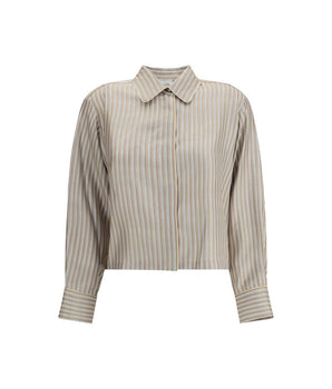 Max Mara Beige Silk Pattern Shirt