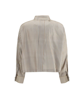 Max Mara Beige Silk Pattern Shirt