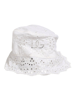 Dolce &amp; Gabbana White Nylon Cut Out Bucket Logo Capello Hat