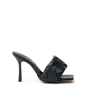 Bottega Veneta Green Leather Stiletto Heel Sandals