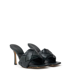 Bottega Veneta Green Leather Stiletto Heel Sandals