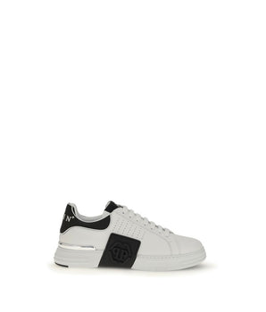 Philipp Plein White Calf Leather Sneakers Bos Taurus Athletic Shoes