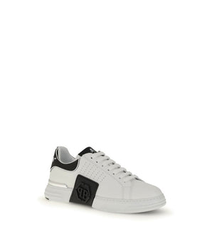 Philipp Plein White Calf Leather Sneakers Bos Taurus Athletic Shoes
