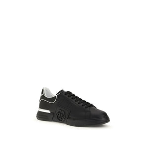 Philipp Plein Black Calf Leather Bos Taurus Athletic Sneakers