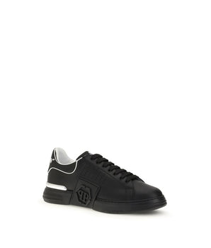 Philipp Plein Black Calf Leather Sneakers, Bos Taurus Athletic Shoes