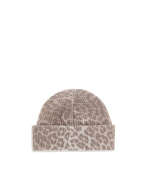 Ganni Leopard Beanie Hat