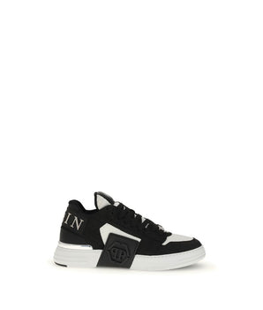 Philipp Plein Black Calf Leather Sneakers Bos Taurus Low Top