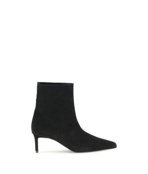Khaite Black Calf Leather Bos Taurus Ankle Boots