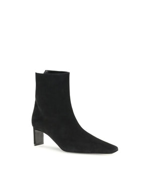 Khaite Black Calf Leather Bos Taurus Ankle Boots