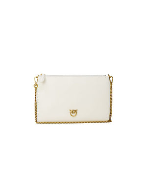 PINKO Cream Leather Clutch Bag